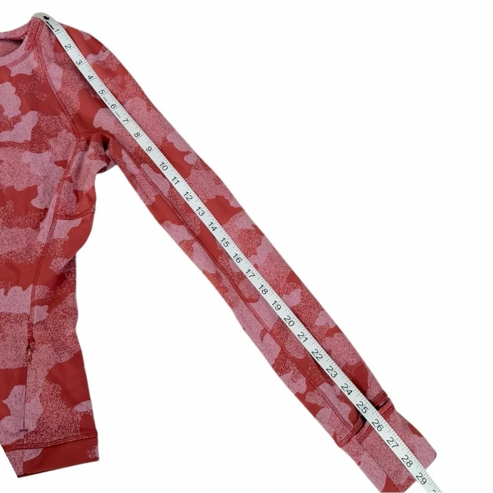 Lululemon Rulu Run Long Sleeve Shirt Heritage Speckle Camo Cranberry Size 4